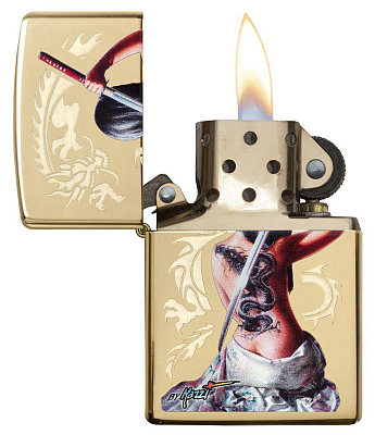 Зажигалка ZIPPO Mazzi® с покрытием High Polish Brass, латунь/сталь, золотистая, 38x13x57 мм