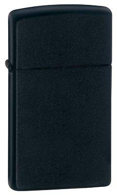 Зажигалка ZIPPO Slim® с покрытием Black Matte, латунь/сталь, чёрная, матовая, 29x10x60 мм