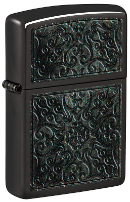 Зажигалка ZIPPO Pattern с покрытием High Polish Black, латунь/сталь, черная, глянцевая, 38x13x57 мм (Черный)