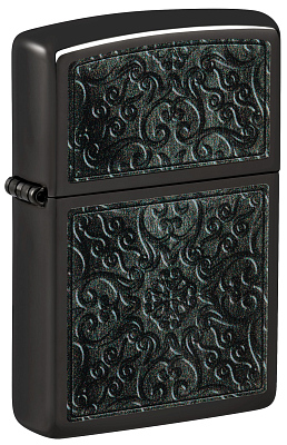 Зажигалка ZIPPO Pattern с покрытием High Polish Black, латунь/сталь, черная, глянцевая, 38x13x57 мм