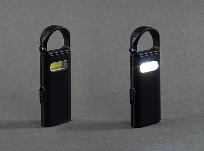 Фонарик "Spark" с рулеткой и карабином, черный