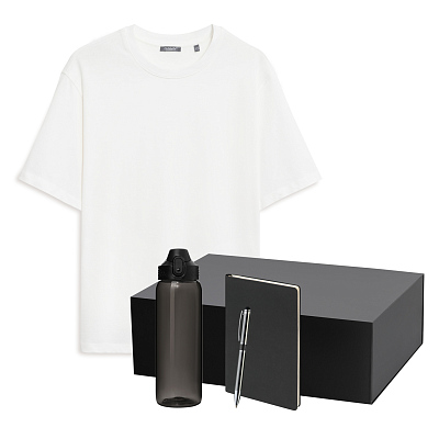 Набор с одеждой RUST NEO (футболка, бутылка, ежедневник, ручка), белый/черный, XS/S (Черный, белый)