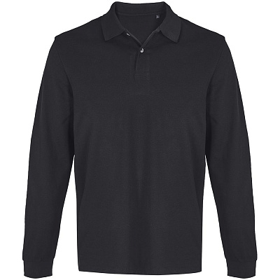 Рубашка поло унисекс с длинным рукавом Pacific LSL, черная (Чёрный)