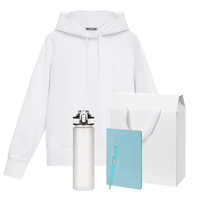 Набор с одеждой ALEX (худи, бутылка, блокнот, ручка), голубой, S (Голубой, белый)