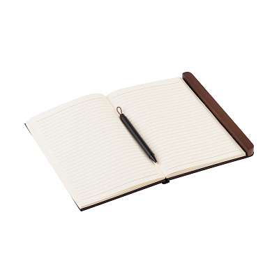 Блокнот "Wood" с ручкой в ореховом магнитном пенале, черный