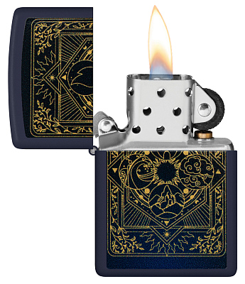 Зажигалка ZIPPO Elements Design с покрытием Navy Matte, латунь/сталь, синяя, матовая, 38x13x57 мм