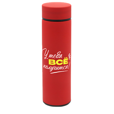 Термос Bronx софт-тач, красного цвета