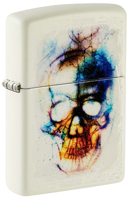 Зажигалка ZIPPO Skull Design с покрытием Glow In The Dark Green, латунь/сталь, белая, 38x13x57 мм (Белый)