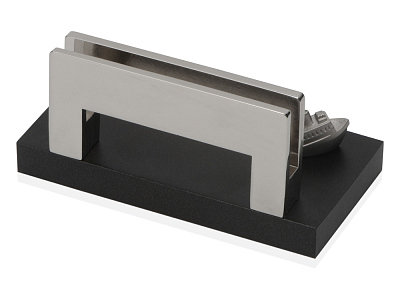 Подставка для визиток Круиз, серебристый/черный 