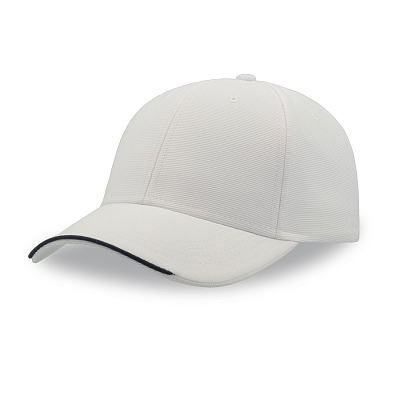 Бейсболка ESTORIL-S, 6 клиньев, застежка на липучке (Белый, черный)