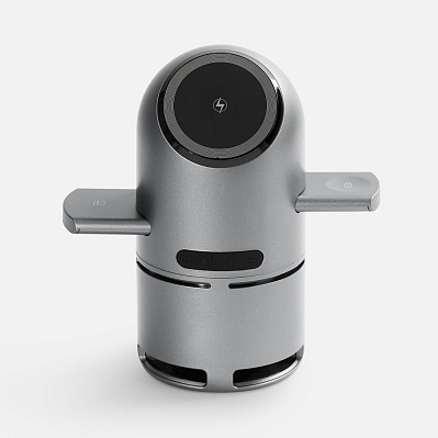 Bluetooth-колонка с беспроводной зарядкой Droid, серая (Серый)