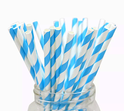 Белая бумажная трубочка , размер 197*6 мм, цветная  (25 шт в бумажной упаковке)