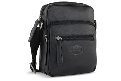 Сумка через плечо KLONDIKE GOLD «Lara», натуральная кожа в черном цвете, 19 х 20,5 х 6,5 см