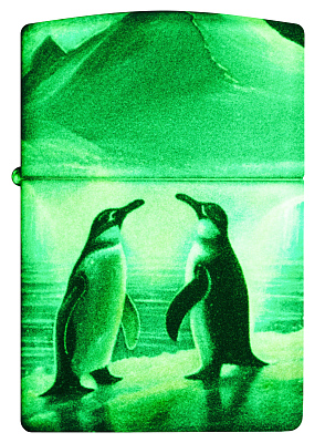 Зажигалка ZIPPO Penguin с покрытием Glow In The Dark Green, латунь/сталь, разноцветная, 38x13x57 мм