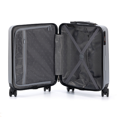 Чемодан TORBER Lama, серебристый, ABS-пластик, 38 х 21 х 55 см, 37 л