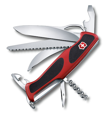 Нож перочинный VICTORINOX RangerGrip 57 Hunter 130 мм 13 функций с фиксаторо красный с чёрным