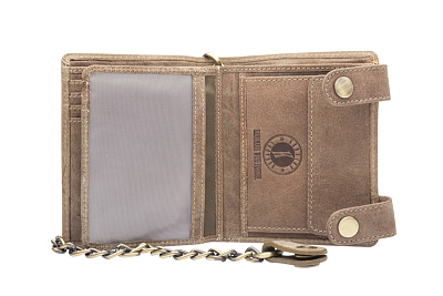 Бумажник KLONDIKE «Tim Bike», натуральная кожа в светло-коричневом цвете, 11,5 х 12,5 х 3 см