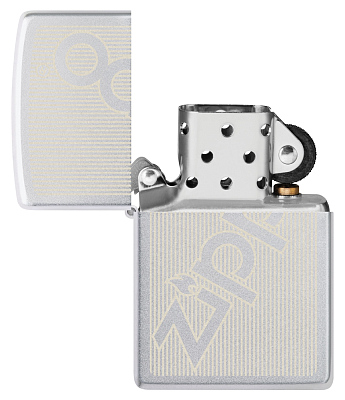 Зажигалка ZIPPO Logo с покрытием Satin Chrome, латунь/сталь, серебристая, матовая, 38x13x57 мм