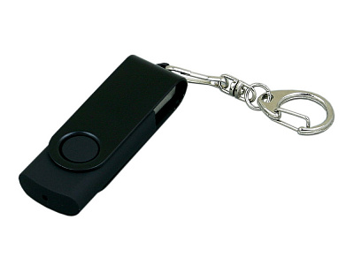USB 2.0- флешка промо на 64 Гб с поворотным механизмом и однотонным металлическим клипом (Чёрный)