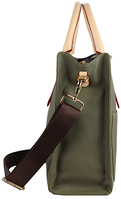 Сумка-портфель женская BUGATTI Ella, оливковая, полиуретан, 30х11,5х28 см