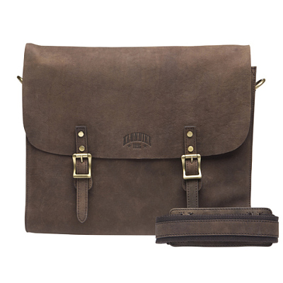 Сумка KLONDIKE «Brett», натуральная кожа в темно-коричневом цвете, 38 х 33 х 7 см