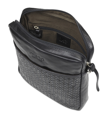 Сумка через плечо Mano "Don Luca", натуральная кожа в черном цвете, 23 х 26,5 х 4,5 см