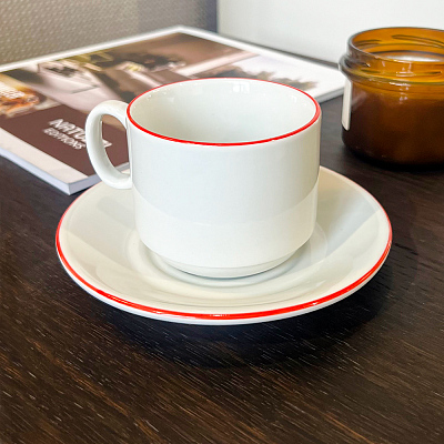 Чайная пара фарфоровая 220см³ экспресс Палитра, красный, в коробке