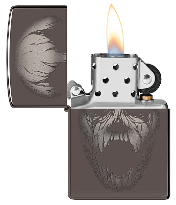 Зажигалка ZIPPO Screaming Monster с покрытием Black Ice®, латунь/сталь, черная, 38x13x57 мм