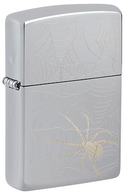 Зажигалка ZIPPO Spider Design с покрытием High Polish Chrome, латунь/сталь, серебристая, 38x13x57 мм (Серебристый)