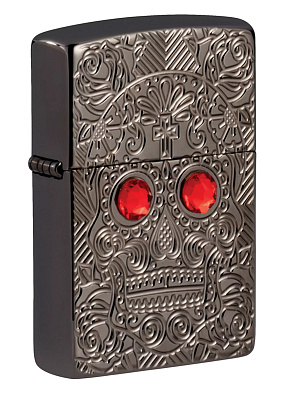 Зажигалка ZIPPO Armor™ Crystal с покрытием High Polish Black Ice®, латунь/сталь, чёрная, 38x13x57 мм (Черный)