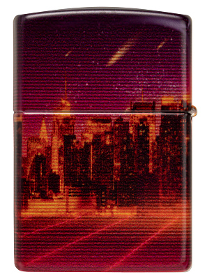 Зажигалка ZIPPO Cyber City с покрытием 540 Matte, латунь/сталь, оранжевая 38x13x57 мм