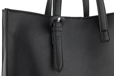 Бизнес-сумка женская наплечная BUGATTI Luna, черная, полиуретан, 40,5 x 14 x 30,5 см