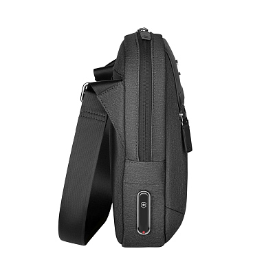 Сумка через плечо VICTORINOX Architecture Urban2 Crossbody Bag,серый, полиэстер/кожа, 9x22x28 см, 6 л