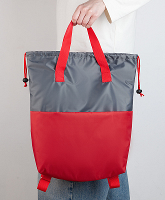 Сумка-рюкзак "Carry", серый с бирюзовым, серый с красным