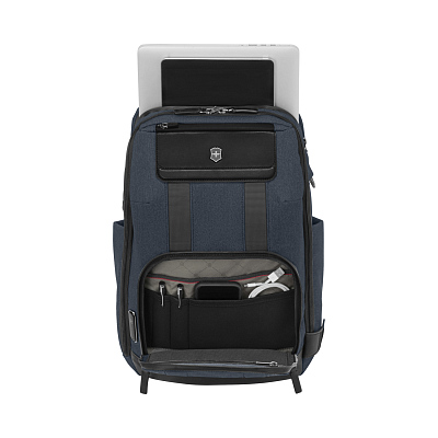 Рюкзак VICTORINOX Architecture Urban2 Deluxe Backpack 15”, синий, полиэстер/кожа, 31x23x46 см, 23 л