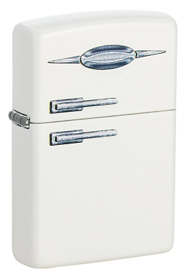 Зажигалка ZIPPO Retro Fridge Design с покрытием White Matte, латунь/сталь, серебристая, 38x13x57 мм