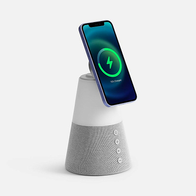 Bluetooth-колонка с беспроводной зарядкой и подсветкой Cone Sonance, серая (Серый)