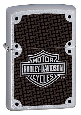 Зажигалка ZIPPO Harley-Davidson® с покрытием Satin Chrome™, латунь/сталь, серебристая, 38x13x57мм (Коричневый)