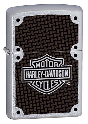 Зажигалка ZIPPO Harley-Davidson® с покрытием Satin Chrome™, латунь/сталь, серебристая, 38x13x57мм