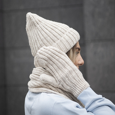 Шапка бини вязаная НАСВЯЗИ©  шерсть/ акрил