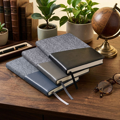 Ежедневник недатированный DENIM, черный, формат А5, блок в линейку