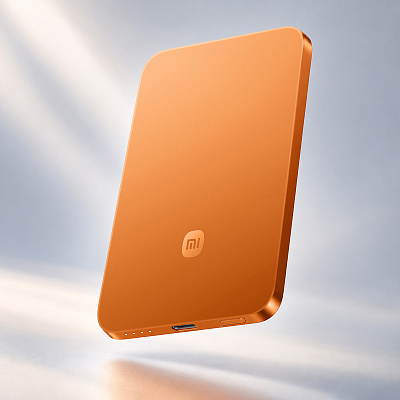 Внешний аккумулятор UltraThin Magnetic Power Bank 5000 15 Вт, c CCC сертификацией (Оранжевый)