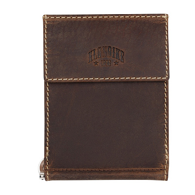 Бумажник KLONDIKE Yukon, с зажимом для денег, натуральная кожа в коричневом цвете, 12 х 1,5 х 9 см (Коричневый)