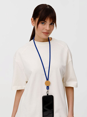 Шнурок для бейджа Tube Wood, синий