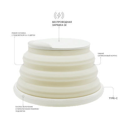 Беспроводное зарядное устройство Atomic с LED подсветкой (белый)