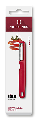 Овощечистка VICTORINOX IOTA, серрейторное лезвие из нержавеющей стали, красная