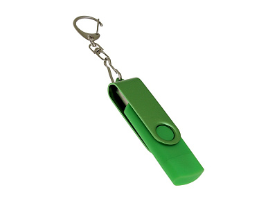 USB 3.0- флешка на 16 Гб с поворотным механизмом и дополнительным разъемом Type-C (Зеленый)