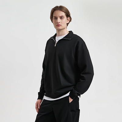 Толстовка на молнии унисекс Флоу (Flow), черная, размер XS/S (Чёрный)