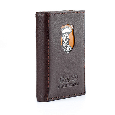 Кошелек S.Quire, натуральная кожа темно-коричневая тисненая матовая 70*93*12 мм