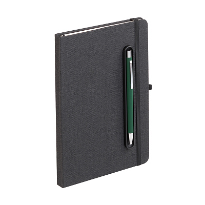 Блокнот "Magnet" с ручкой Trade на магните, с подставкой под смартфон  (Черный с зеленым)